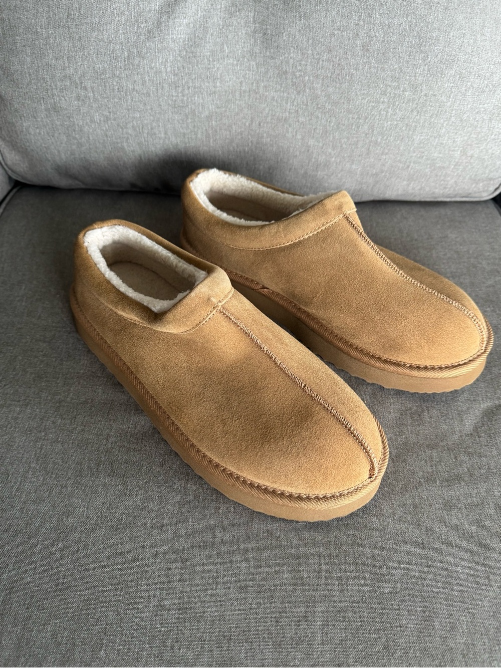 Target Women's Leather Suede Shearling-Lined Mules - Brown